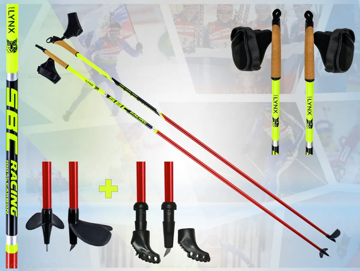 Racing 100% Carbon Langlaufstock Skating Rollski Skiroller Stöcke Nordic Blading Skike (Widia Spitze mit Gummipads)