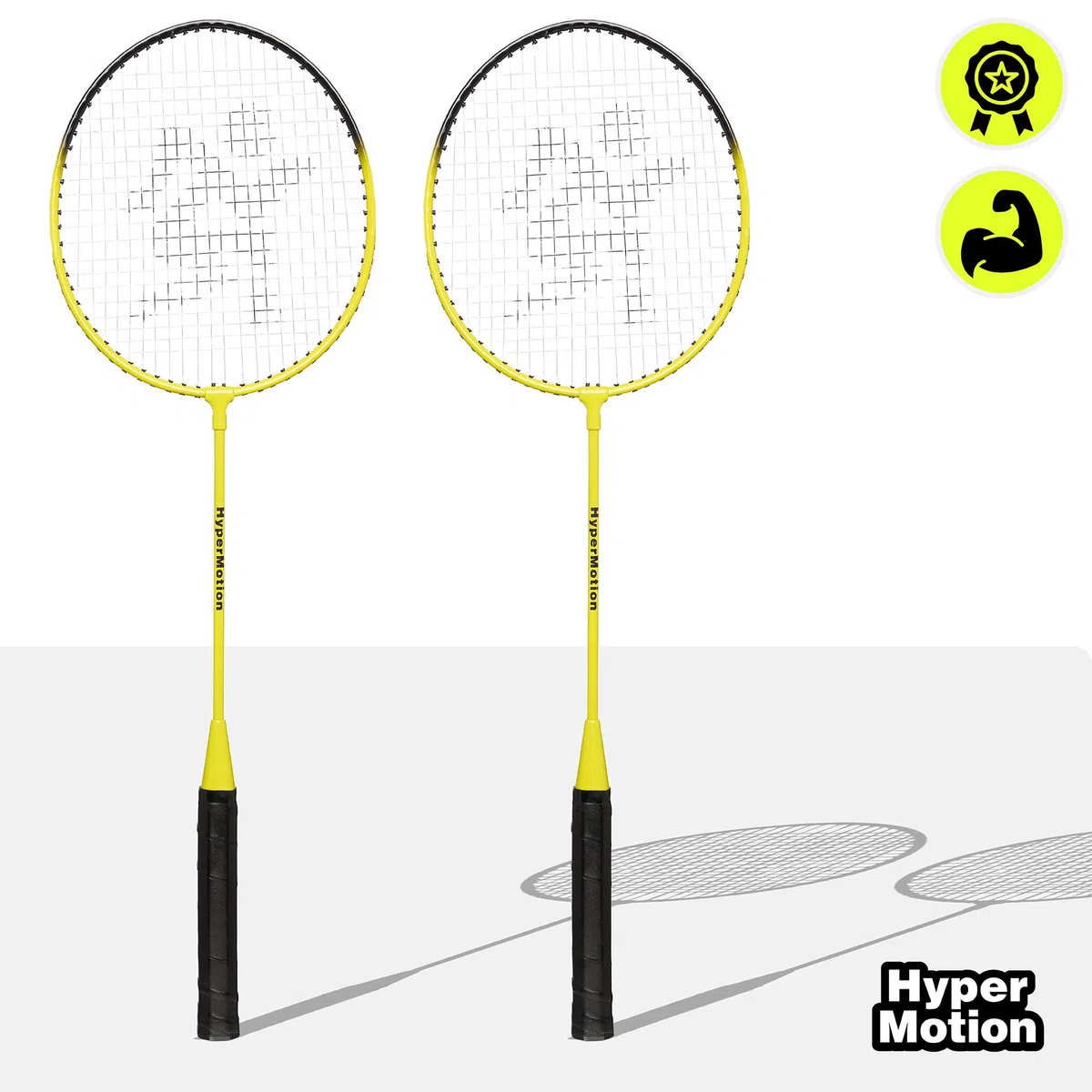 HyperMotion Badminton Set mit 2 Stahlschlägern und Tragetasche aus Oxford-Gewebe, Freizeitspiel für Garten, Park und Strand, Einsteiger