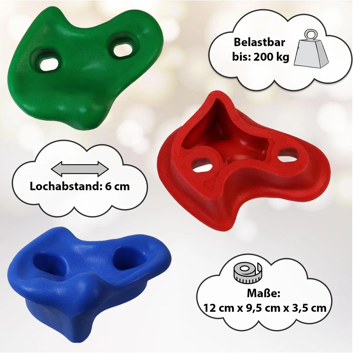 ALPIDEX Kinder Klettergriffe bunt 5/10/15/20/30 Stück Klettersteine inklusive Befestigungsmaterial, belastbar bis 200 kg, Indoor und Outdoor geeignet - 30 Stück