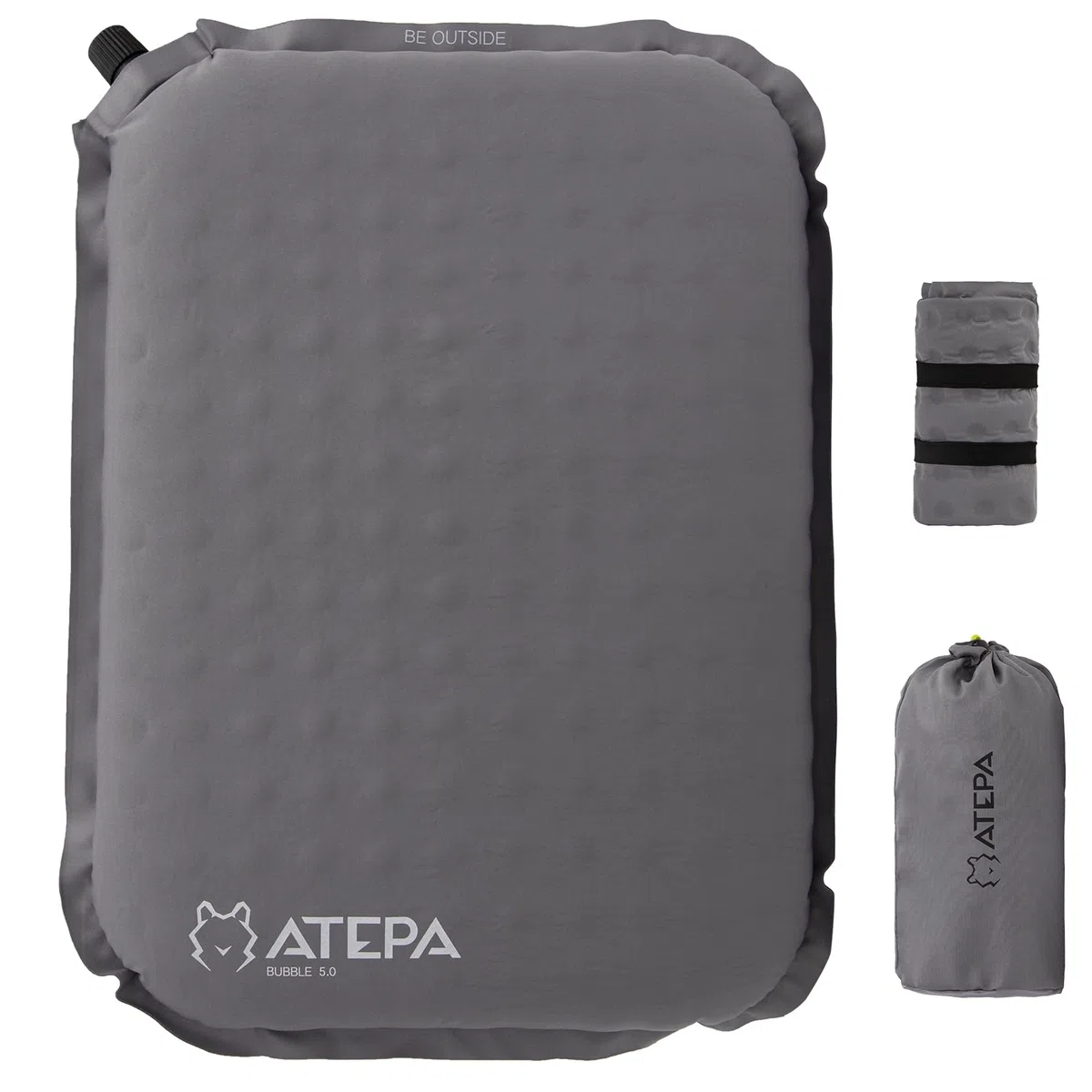 ATEPA Sitzkissen Outdoor, Faltbar Aufblasbar Stadion Flugzeug Camping Wander Bürostuhl Ultraleicht Selbstaufblasend, Grau