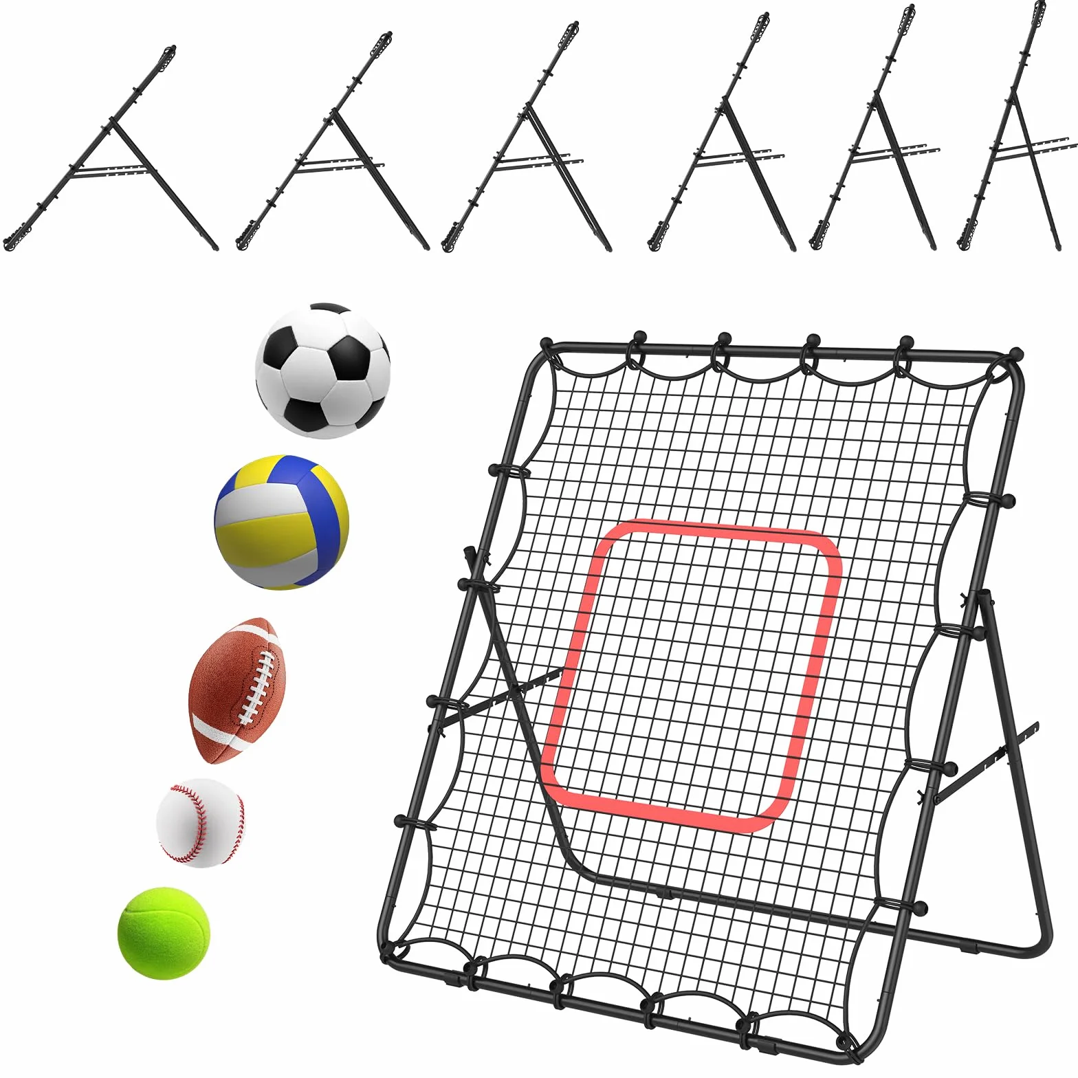 LIANTRAL Volleyball Rebounder Netz, Rebounder für Fußball, tragbares Trainingsgerät für Volleyball, Fußball, Baseball, verstellbares Kickback-Ziel für Schießen, Pass und Kontrolltraining, 1,2 x 1,4 m