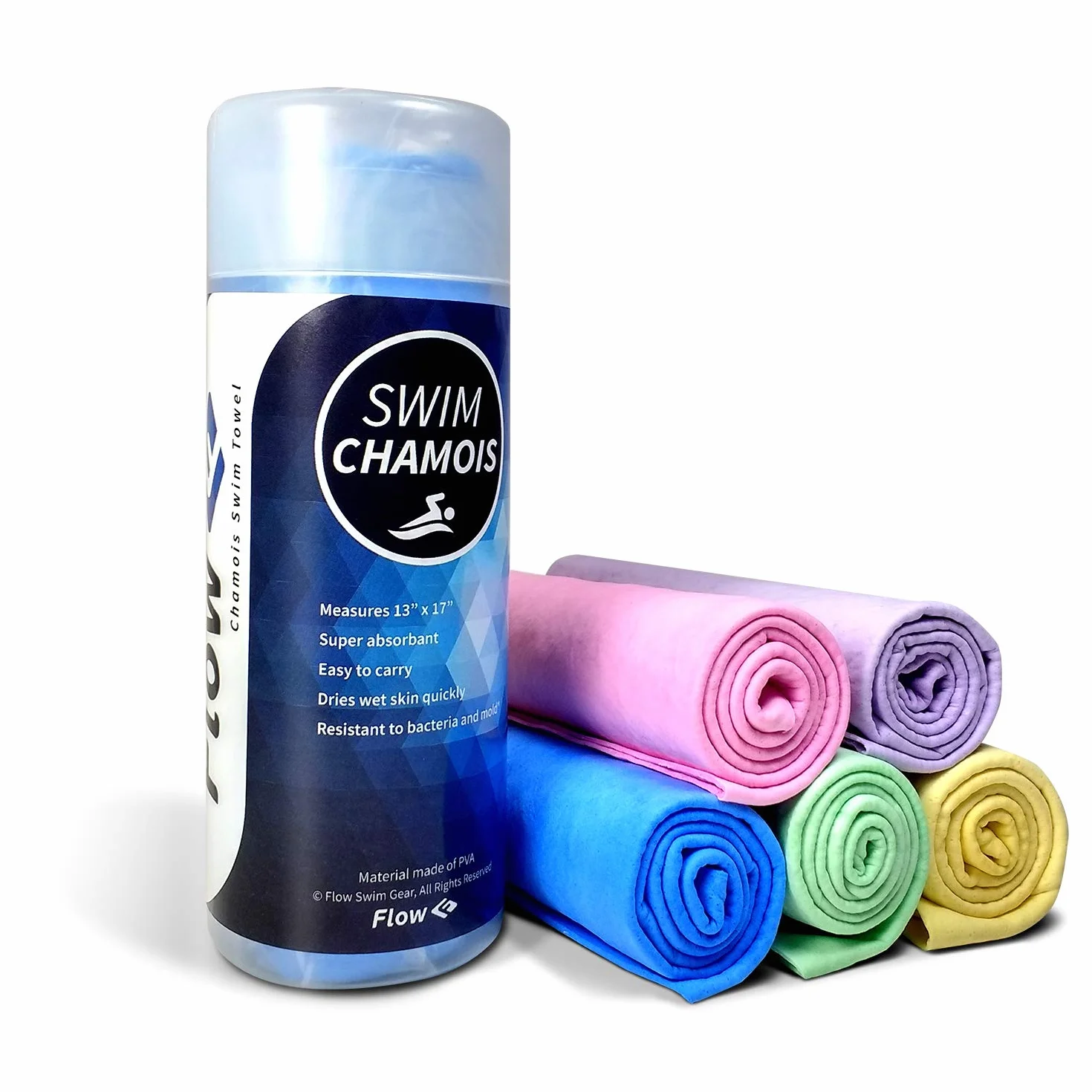 Flow Swim Chamois – schnell trocknendes Handtuch für Schwimmen, Tauchen, Triathlon und andere Wassersportarten, Blau