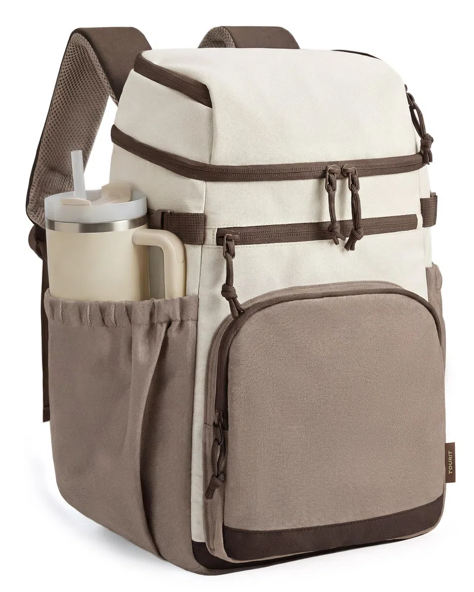TOURIT Isolierter Kühlrucksack 30 Dosen, Auslaufsichere Lunch Kühltasche mit Zwei Fächern Leichter, wasserdichter Kühlrucksack für Damen und Herren Ideal für Strand, Camping, Picknick, Wandern Reisen